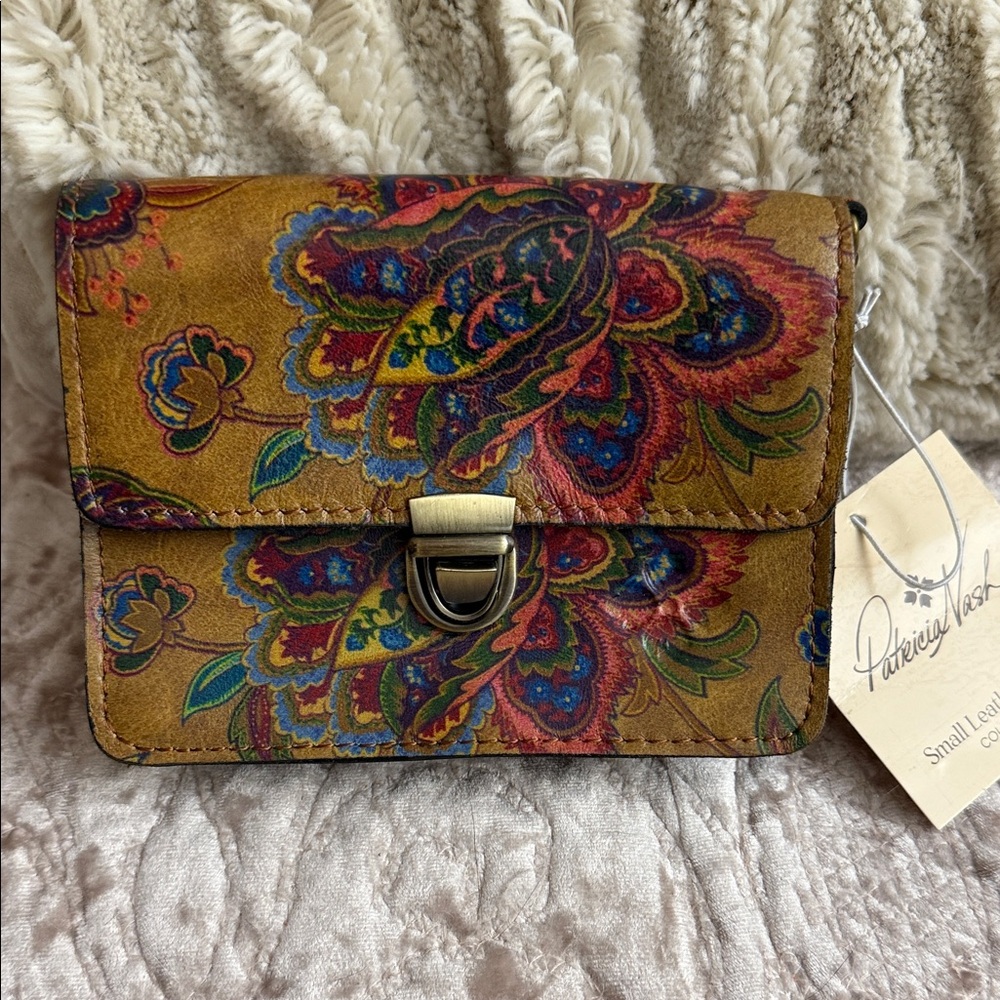 NWTS! Patricia Nash Multicolor Mini Lanza Floral Leather Key Fob